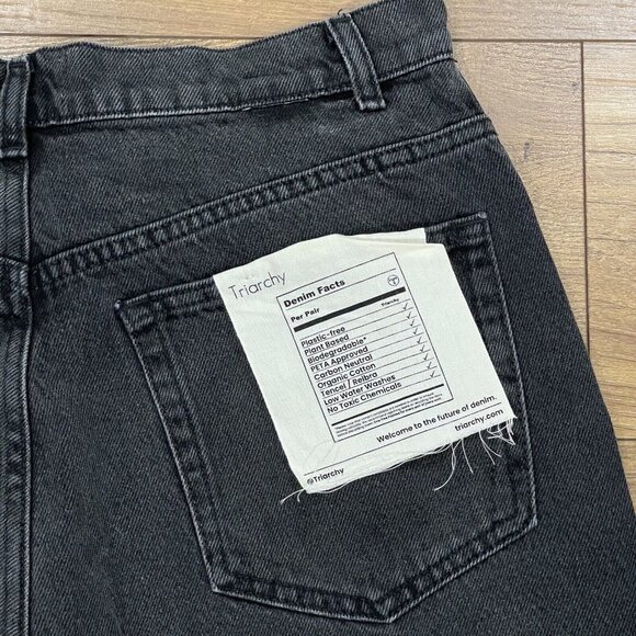 Triarchy Jeans Womens 31 Baggy Straight Ankle Crop Black Charcoal Wash Denim NWT - Picture 10 of 15
